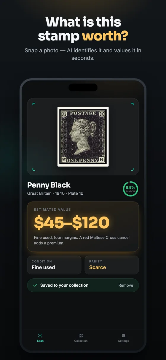 Identifying a Penny Black and estimating its value